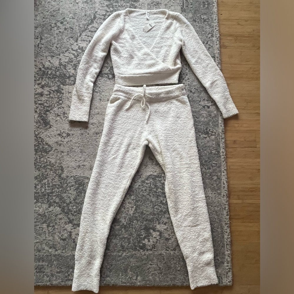 Anthropologie Cozy Ivory Knit Pajama Set